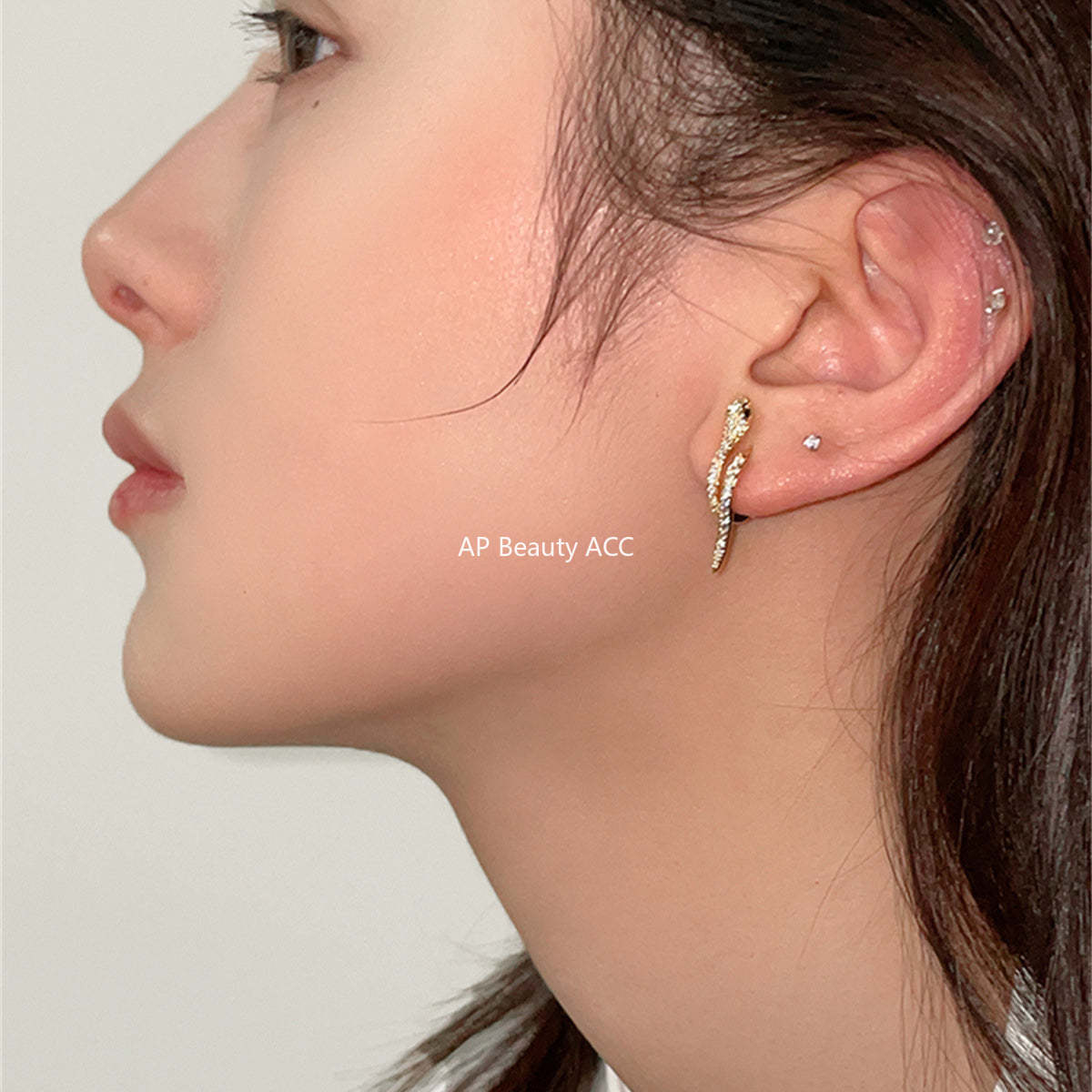A관 - 큐빅 스네이크 뱀 디자인 925 은침 귀걸이 [EH-3629] 25.07-1