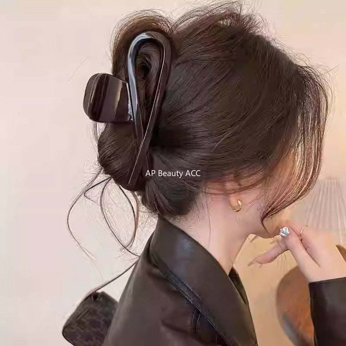 E관 - 초콜릿 브라운 리본 디자인 집게핀 [27614] 25.10-5