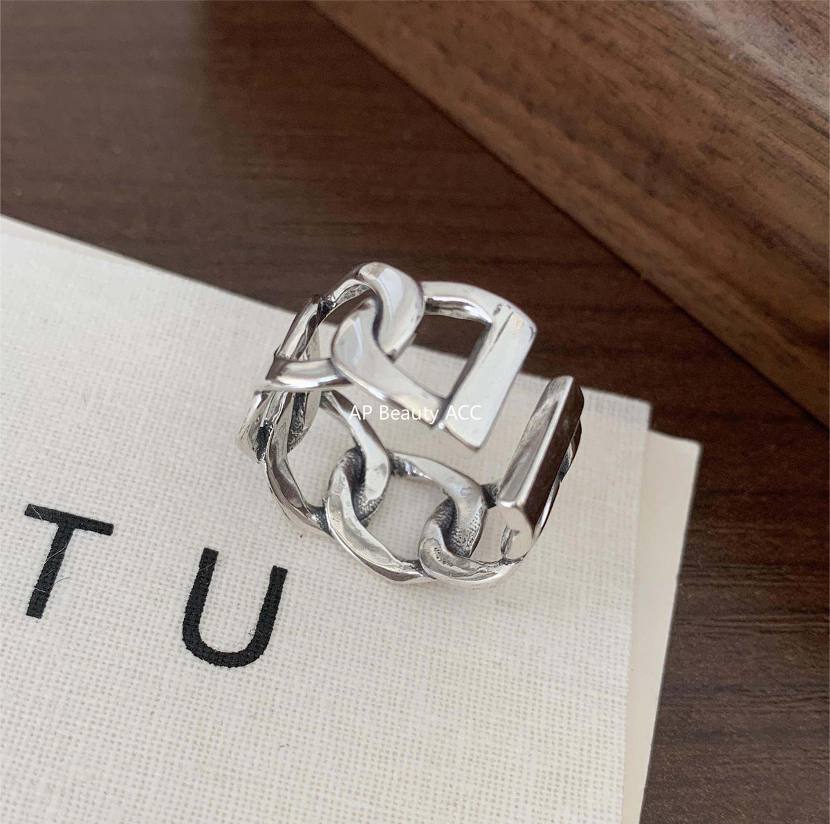 F관 - 925 실버 볼드 체인 오픈형 반지 [J549] 25.12-2