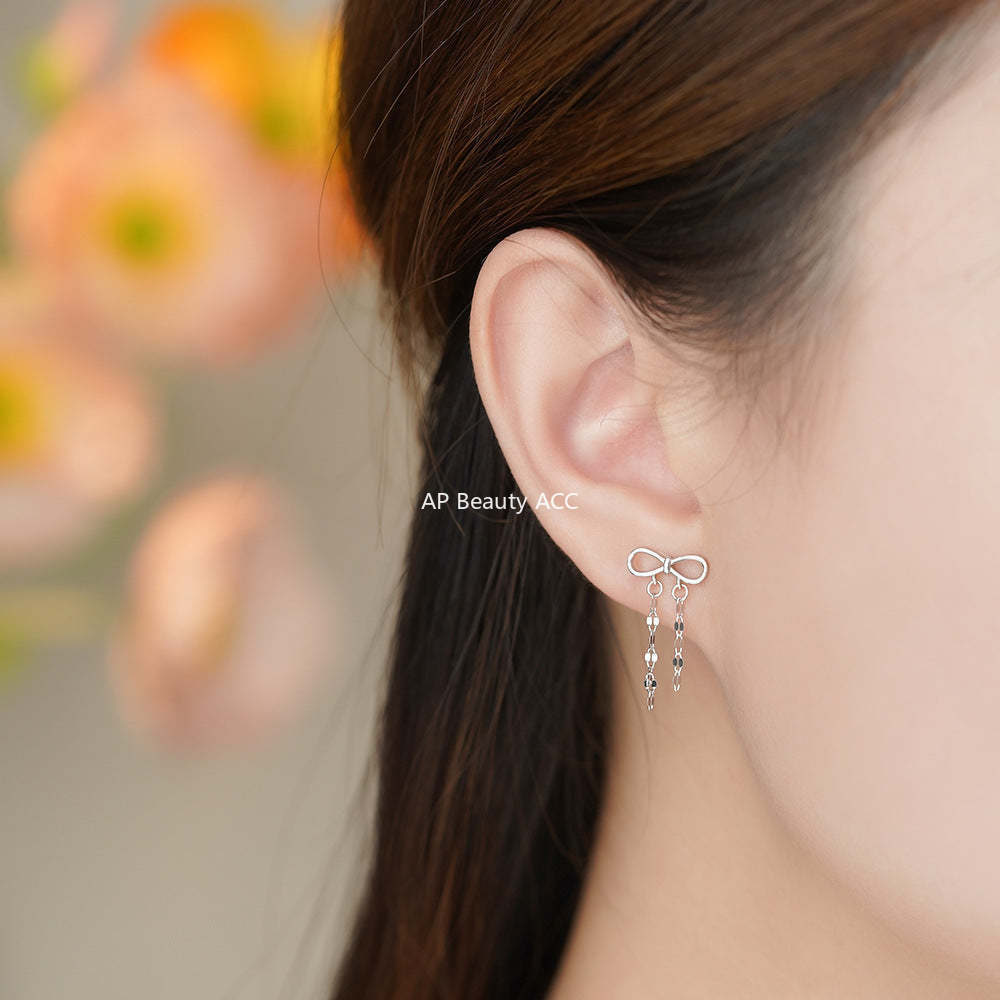 B관 - 925 실버 리본 체인 디자인 귀걸이 [YC4061E_1] 25.12-3