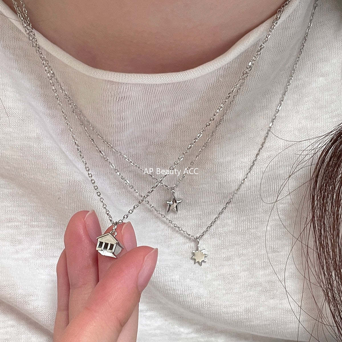 A관 - 925 실버 별 하우스 펜던트 체인 목걸이 [XL-1211] 25.10-4