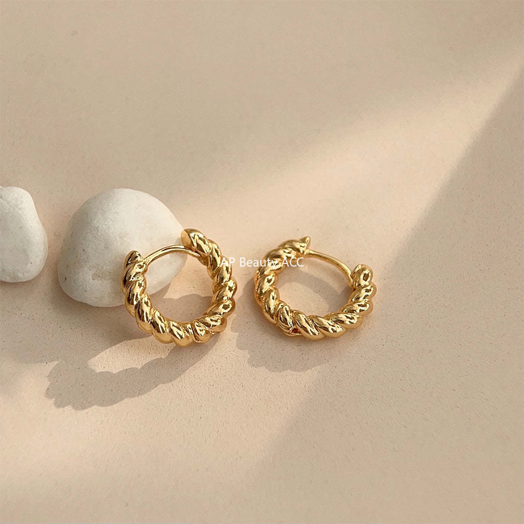 C관 - 18K 도금 두꺼운 럭셔리 스타일 고급스러운 변색 방지 귀걸이 [3565] 24.01-2