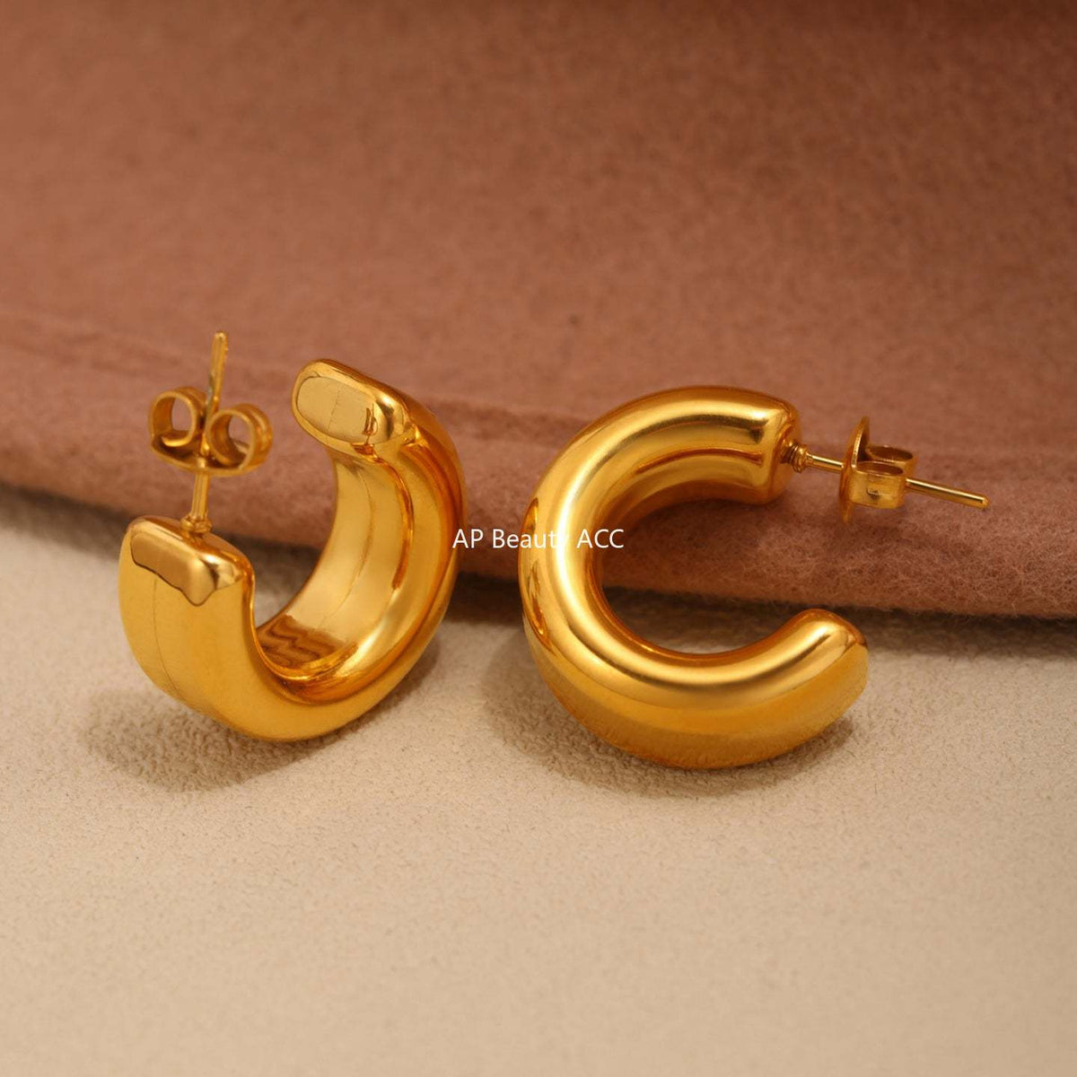 D관 - 20mm C형 18K 도금 스테인리스 스틸 귀걸이 [F729] 25.03-4