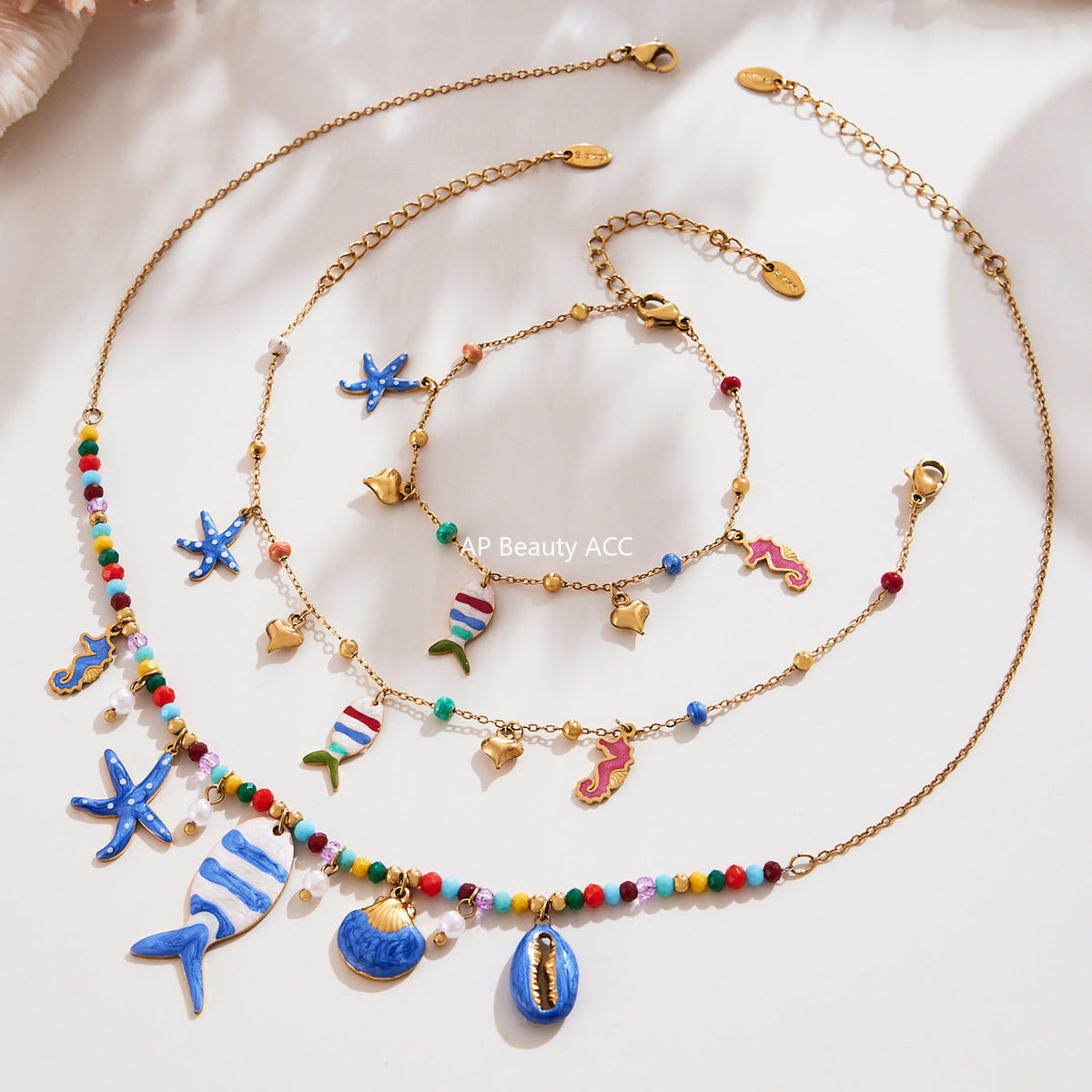 D관 - 18K 골드 도금 스테인리스 스틸 물고기 펜던트 목걸이 팔찌 발찌 [TXP418] 25.10-1