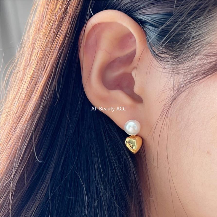 F관 - 925 실버 진주 드롭 하트 귀걸이 [C1056] 25.09-4