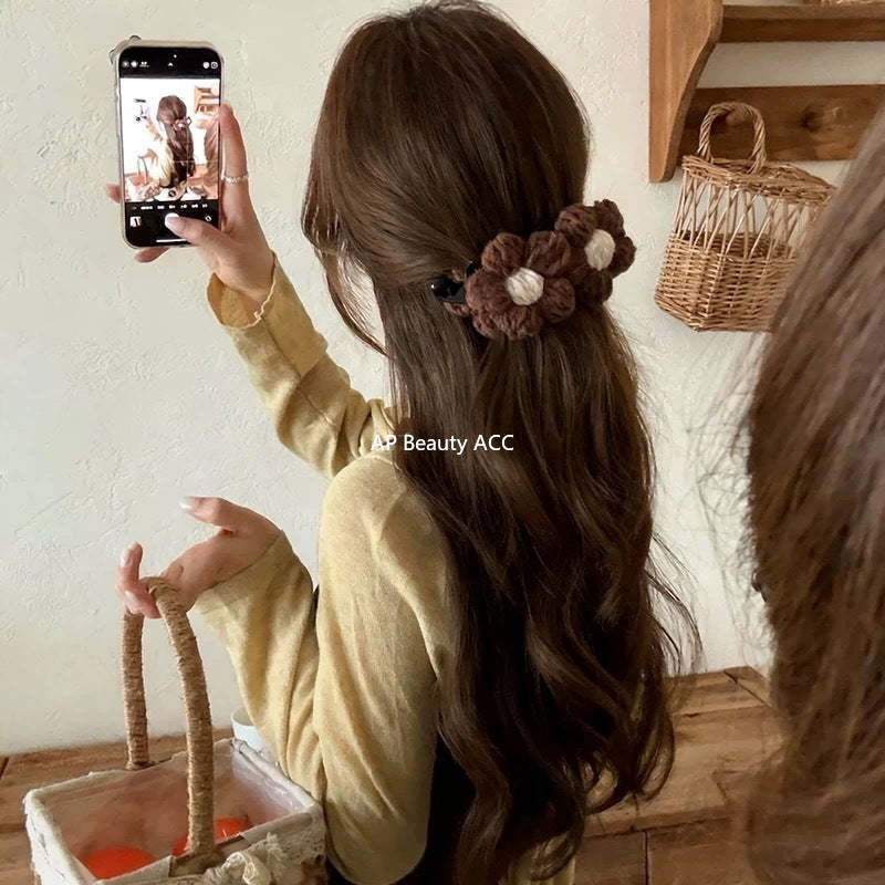 E관 - 레트로 니트 투 플라워 집게핀 [27628] 25.11-1