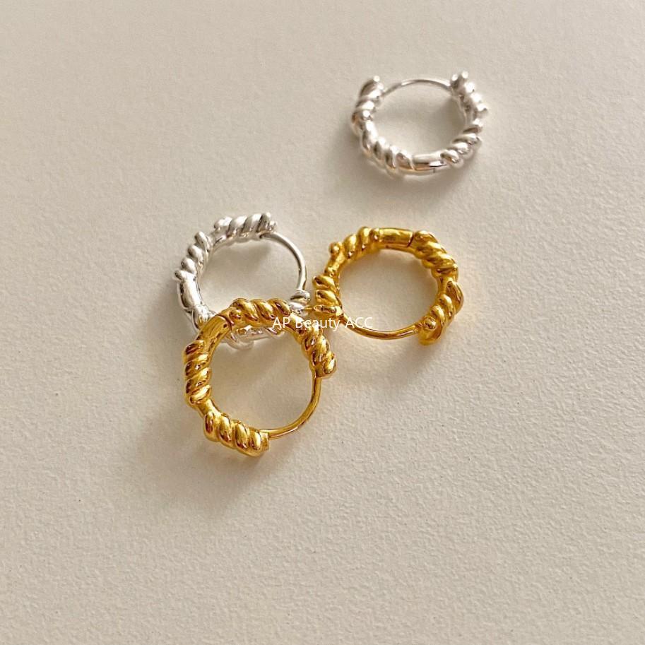 F관 - 925 실버 나선 꼬임 패턴 링 귀걸이 [C1026] 25.11-2