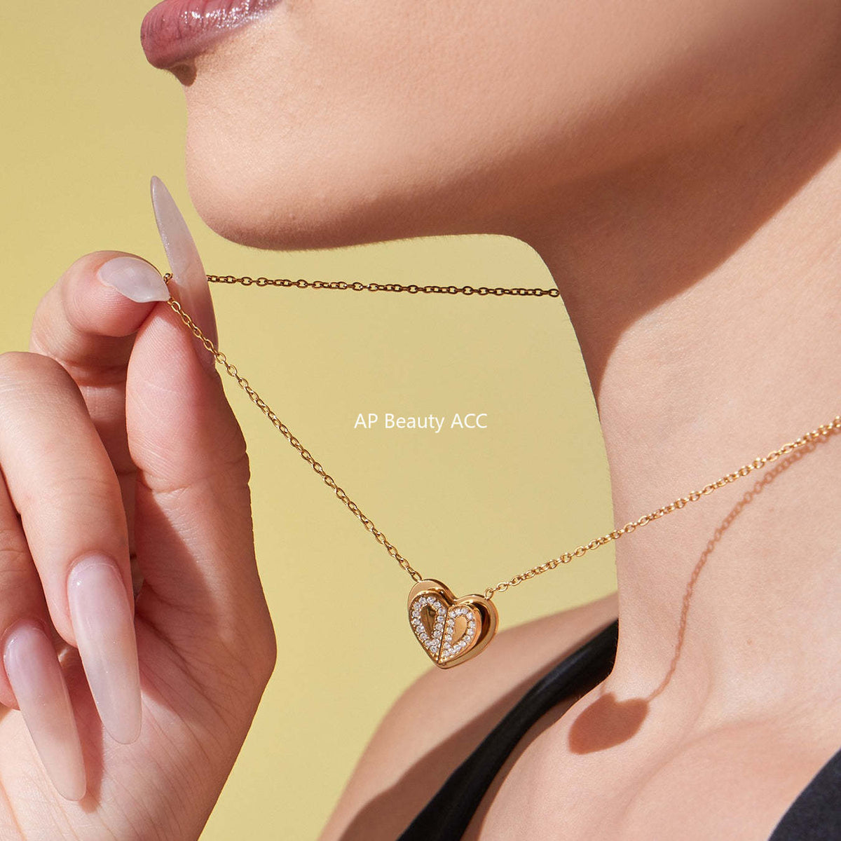 D관 - 18K 도금 스테인리스 스틸 큐빅 더블 하트 반지 귀걸이 목걸이 [TXP446] 25.10-4