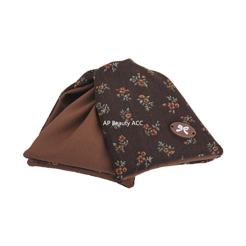 E관 - 레트로 플라워 패턴 패브릭 삼각형 집게핀 [27648] 25.11-1