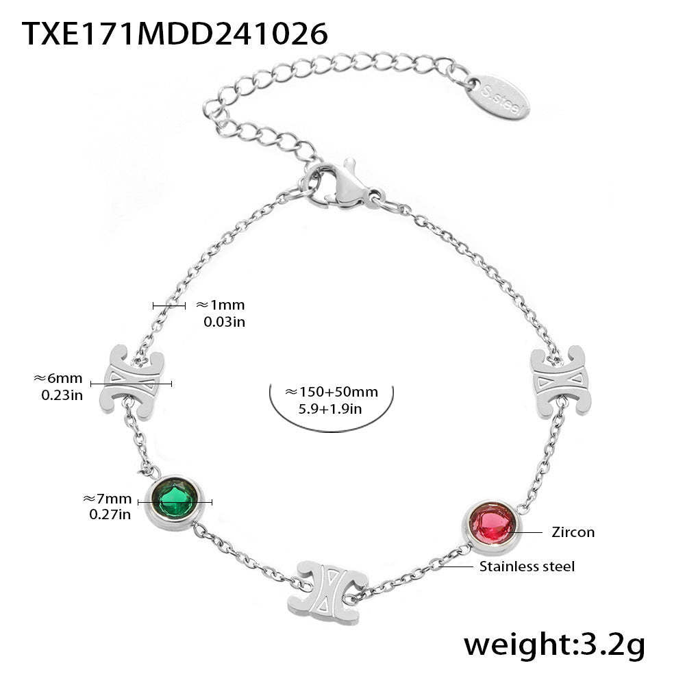 D관 - 더블 C 믹스 컬러 스테인리스 스틸 큐빅 PVD 18K 도금 변색 방지 목걸이 팔찌 [TXE171-TXP171] 24.11-1