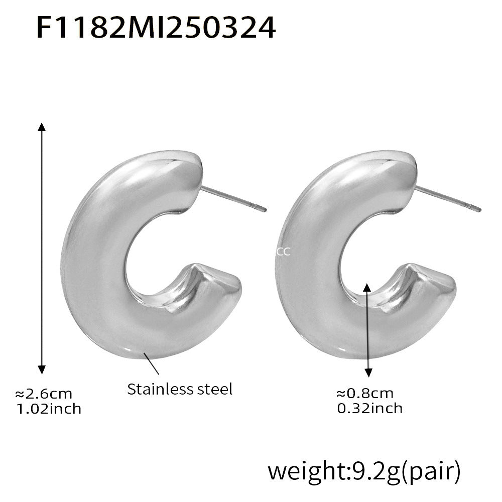 D관 - C형 디자인 스테인리스 스틸 18K 도금 귀걸이 [F350] 25.04-1