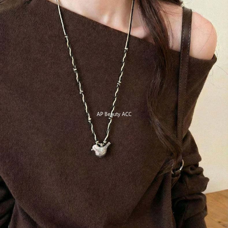 A관 - 925 실버 새 모양 펜던트 스트랩 목걸이 [1633] 25.12-3