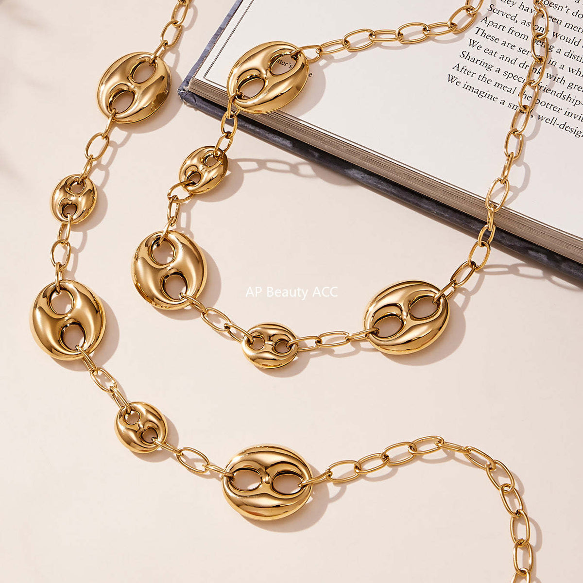 D관 - 돼지코 모양 체인 18K 도금 스테인리스 스틸 목걸이 [P180] 25.11-3