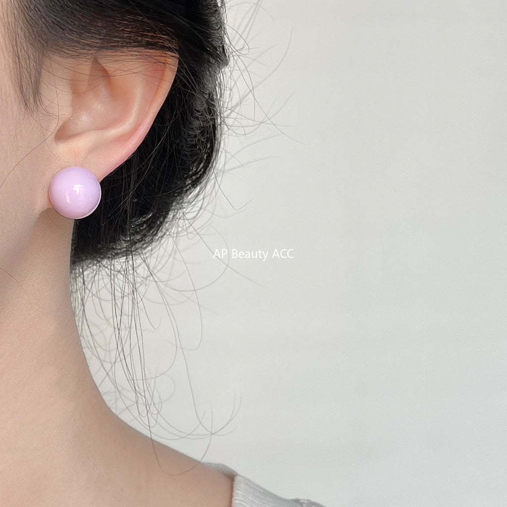 C관 - 도파민 컬러 수지 사탕 공 간결하고 스윗한 귀여운 은침 귀걸이 [3842-3844] 24.04-2