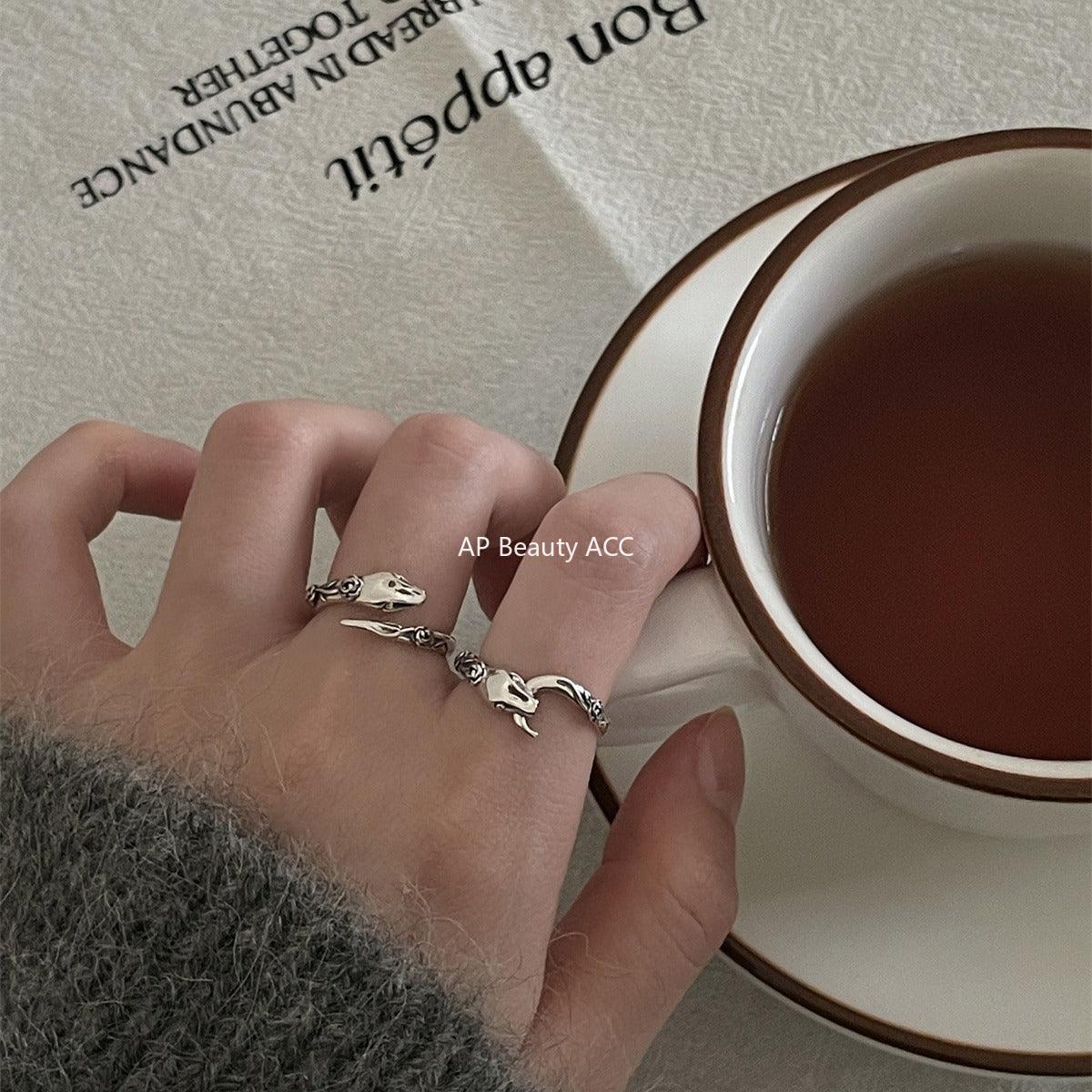 A관 - 925 실버 우로보로스 장미 빈티지 반지 [JZ-0296-1] 24.01-2