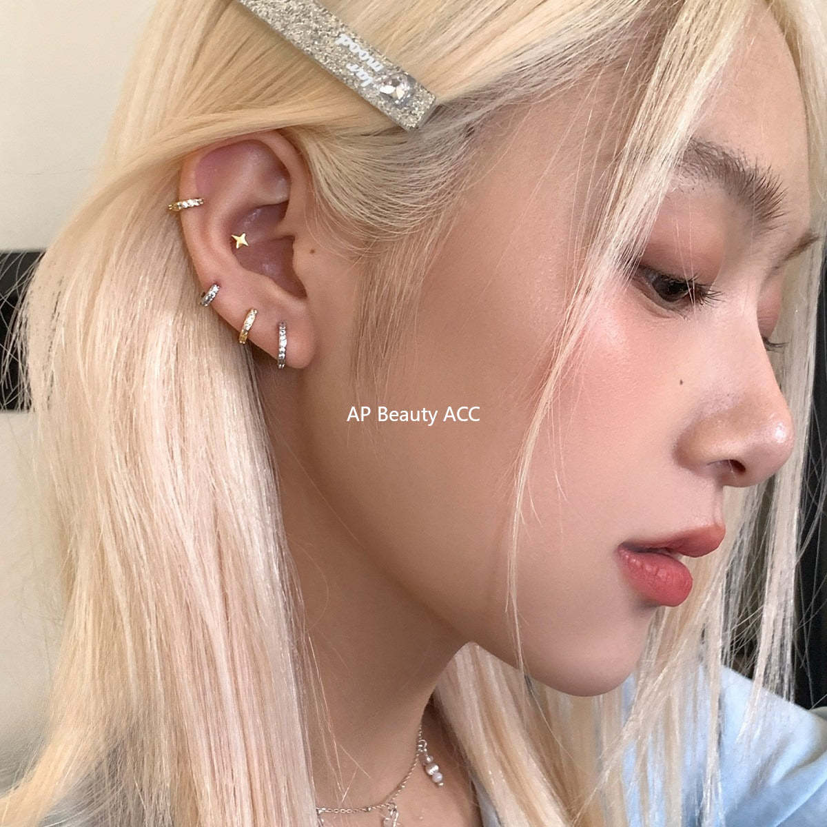 A관 - 티타늄 스틸 큐빅 후프 귀걸이 [EH-4163] 25.10-4