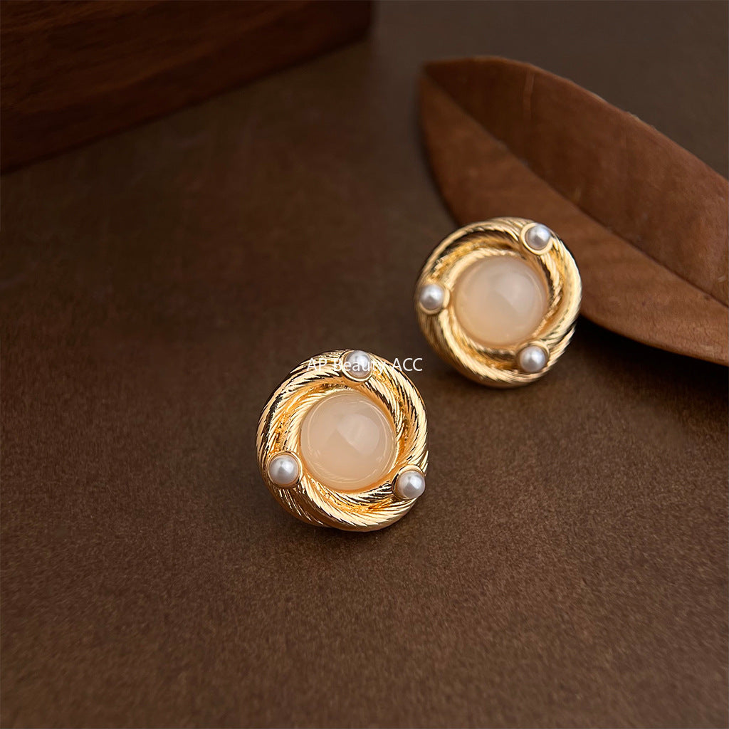 C관 - 14K 도금 기하 디자인 925 은침 귀걸이 [5481] 25.04-1