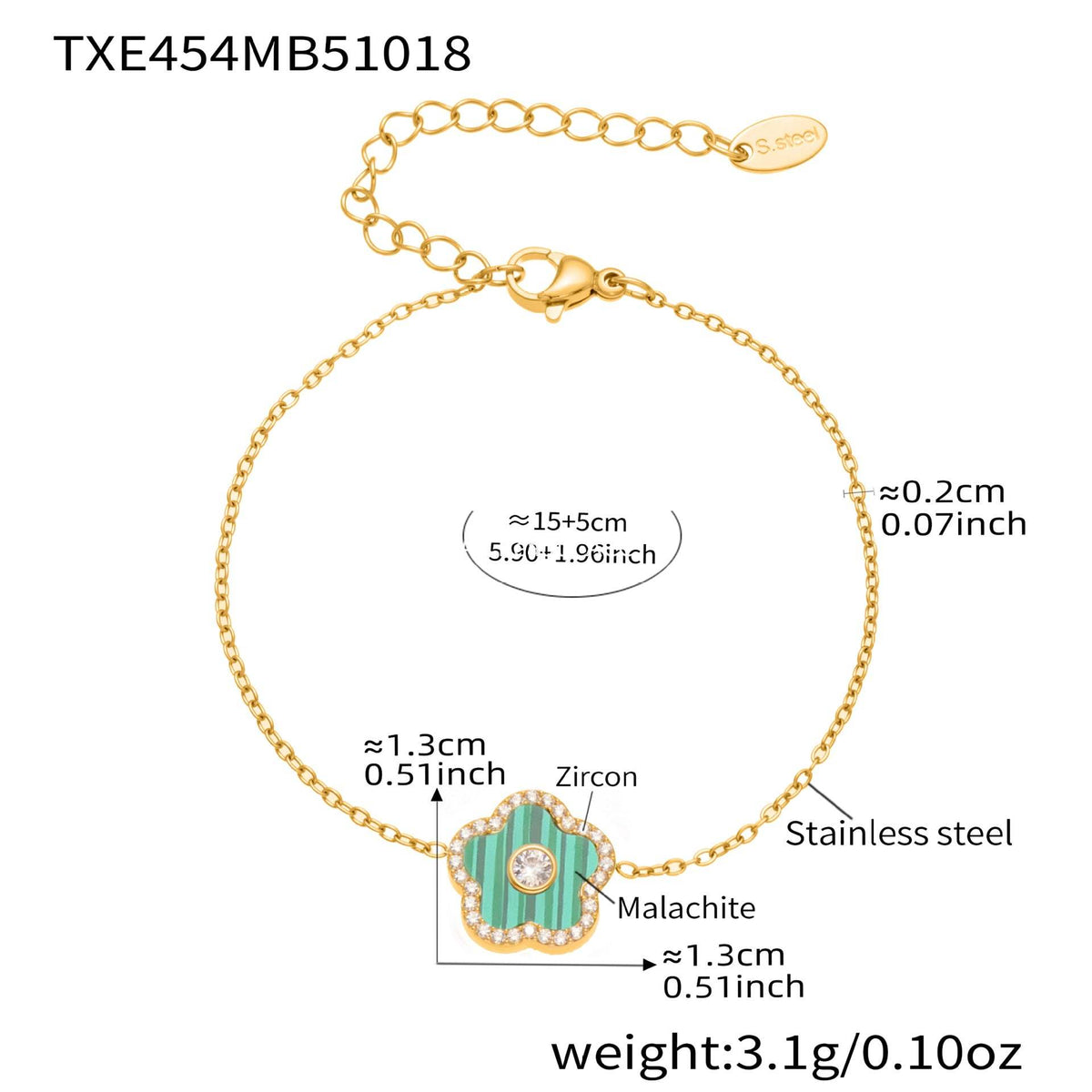 D관 - 스테인리스 스틸 크리스탈 큐브 플라워 큐빅 펜던트 목걸이 팔찌 [TXP453] 25.10-4