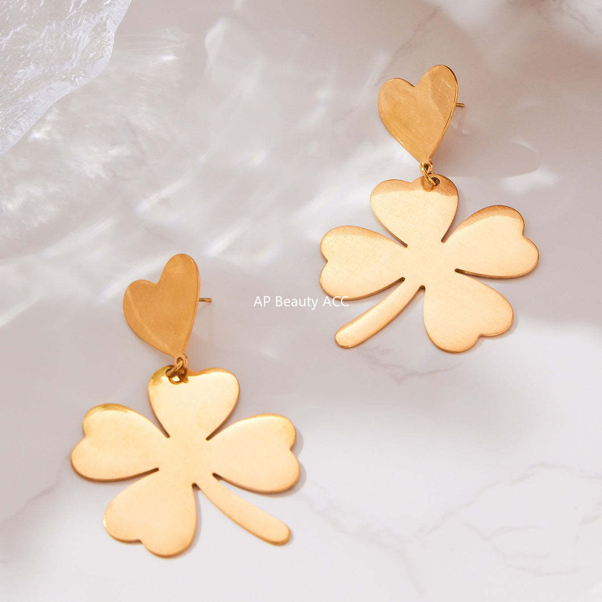 D관 - 스테인리스 18K 도금 하트 네잎 클로버 목걸이 귀걸이 반지 [TXP463] 25.10-5