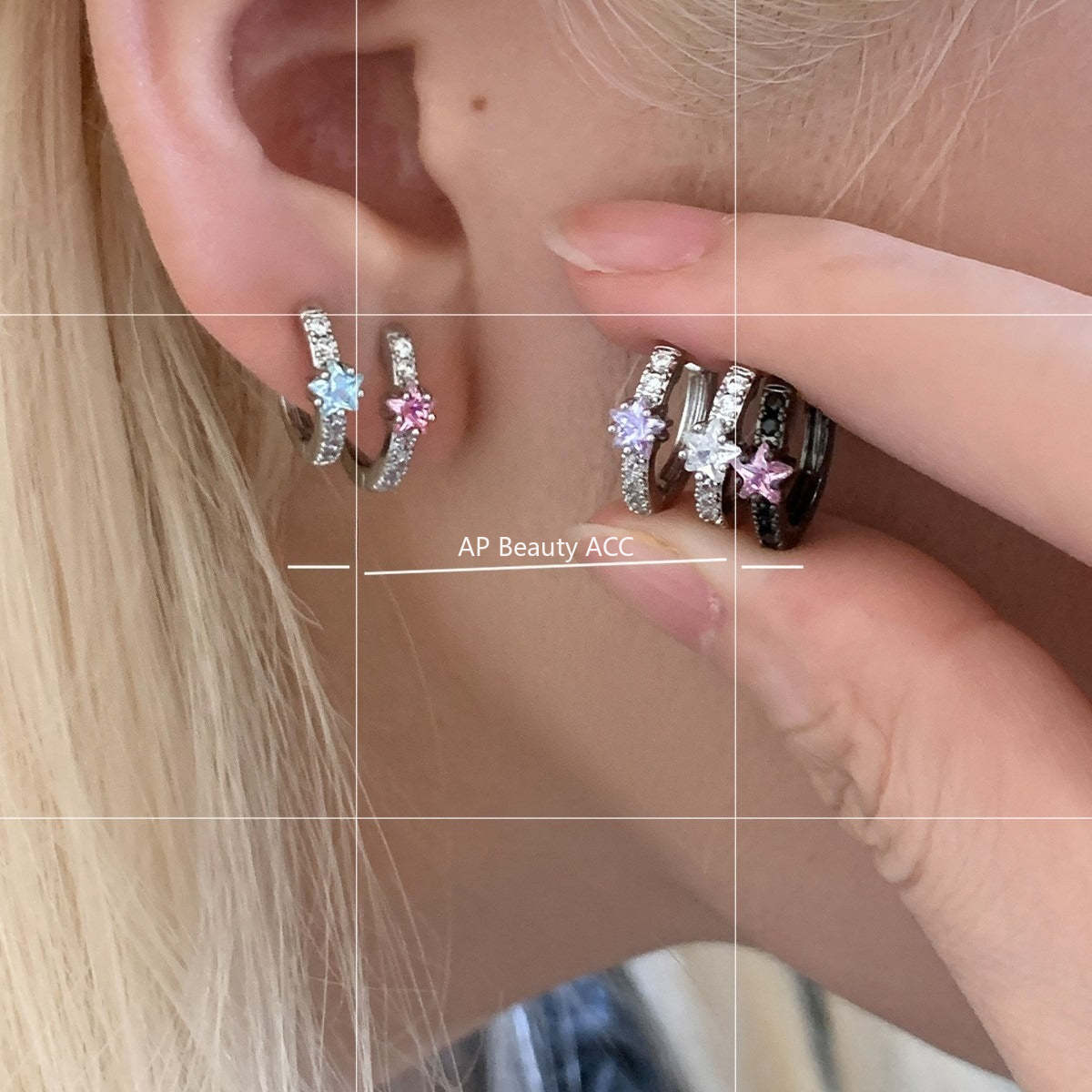 A관 - 별 큐빅 316 스테인리스 스틸 링 귀걸이 [EH-4333] 25.12-1