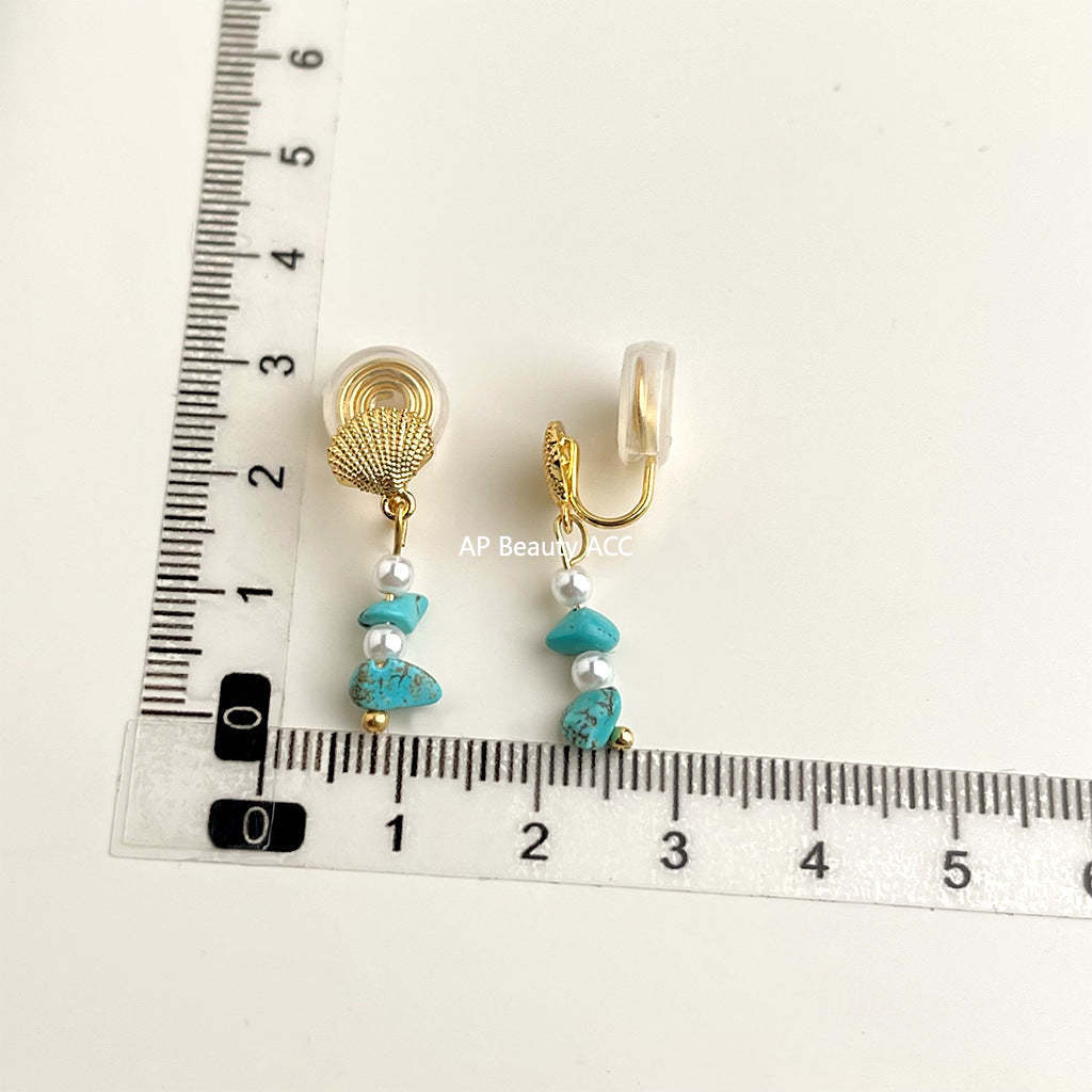 C관 - 18K 도금 에나멜 플라워 이어커프 귀걸이 [EJ0301S] 25.03-1