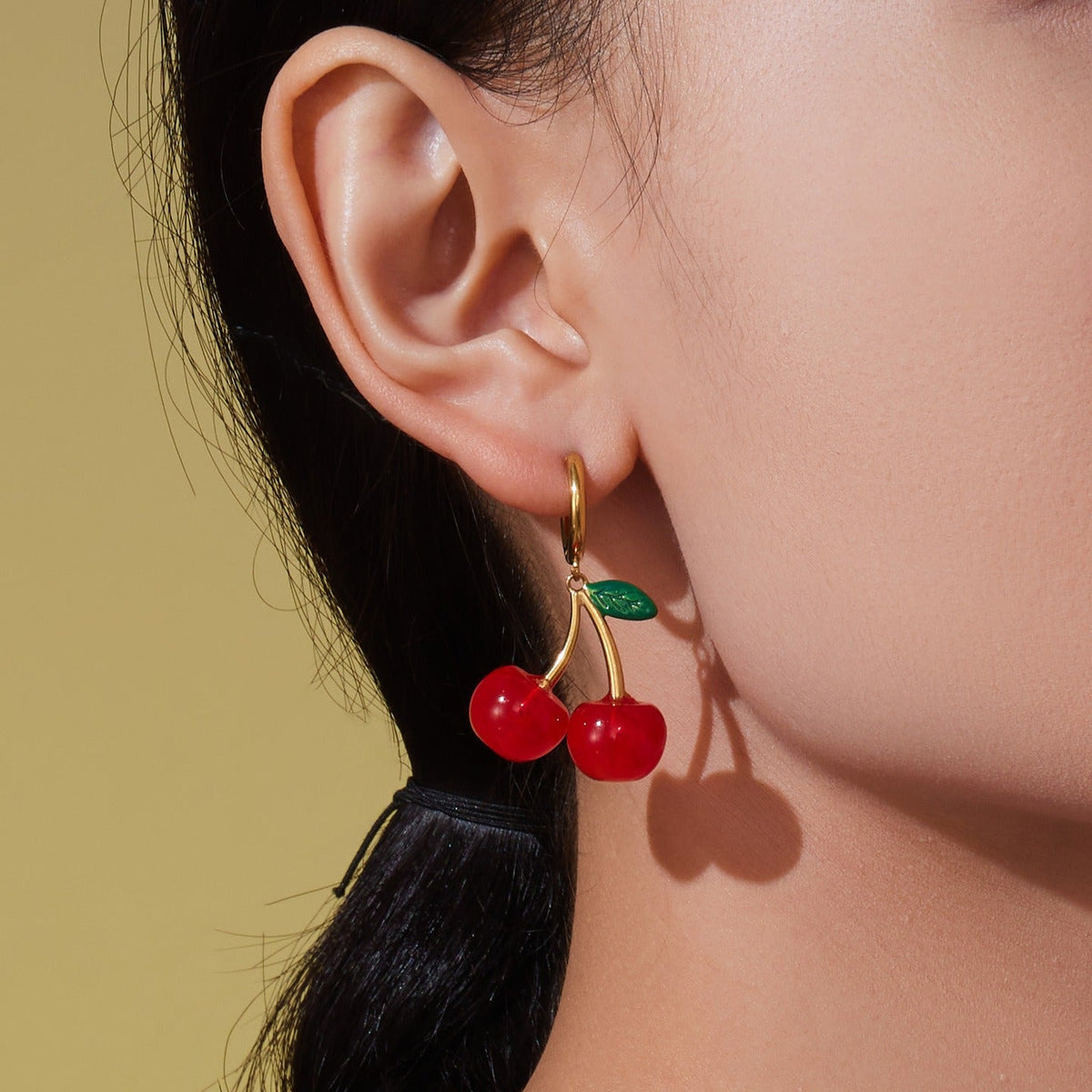 D관 - 스테인리스 스틸 체리 과일 펜던트 목걸이 귀걸이 [TXP423-TXF423] 25.10-2