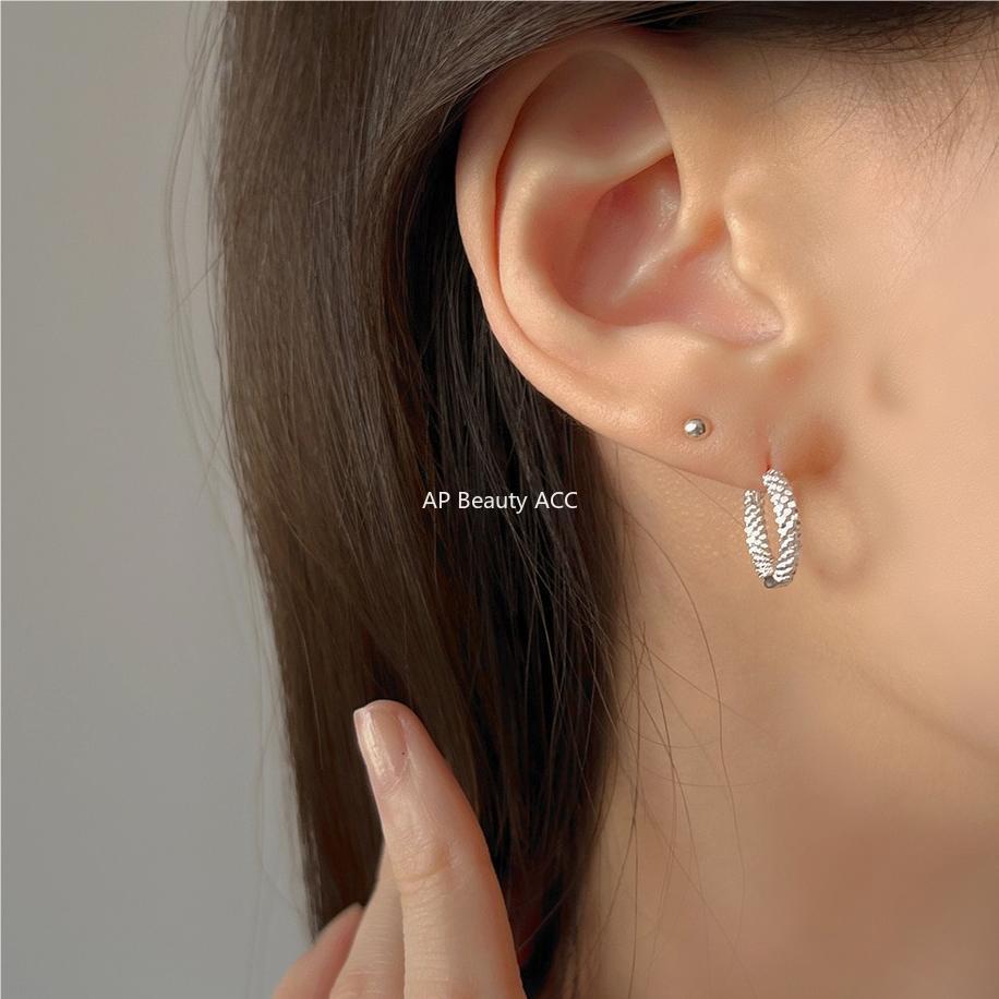 F관 - 925 실버 반짝이는 링형 귀걸이 [C1093] 25.10-4