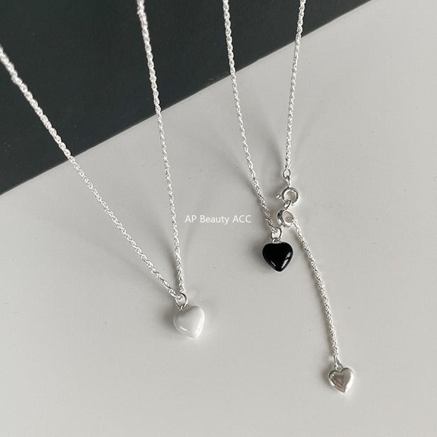 A관 - 925 실버 슬라이드 하트 펜던트 목걸이 [XL-1222] 25.11-1