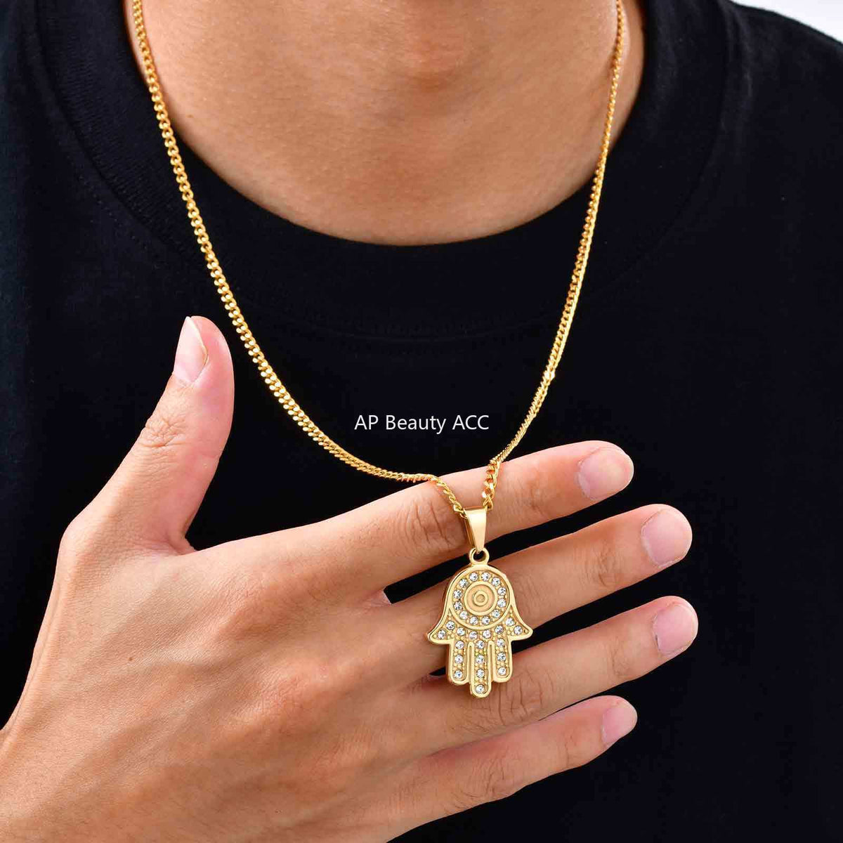 G관 - 스테인리스 파티마의손 큐빅 펜던트 목걸이 [PN-2264] 25.11-2