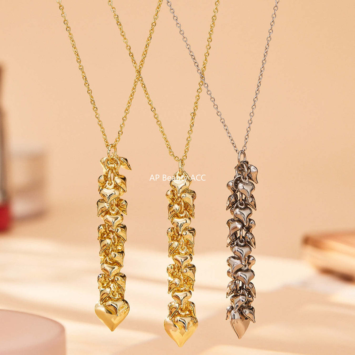 D관 - 스테인리스 스틸 하트 핸드메이드 18K 도금 목걸이 귀걸이 [TXP480] 25.11-4