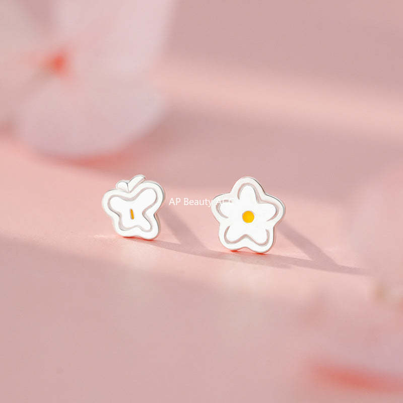 B관 - 언밸런스 나비 플라워 모양 999 실버 귀걸이 [YC4631E_1] 25.11-3