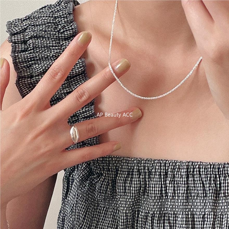 F관 - 925 실버 플라워 물결 디자인 체인 목걸이 [B571] 25.09-4