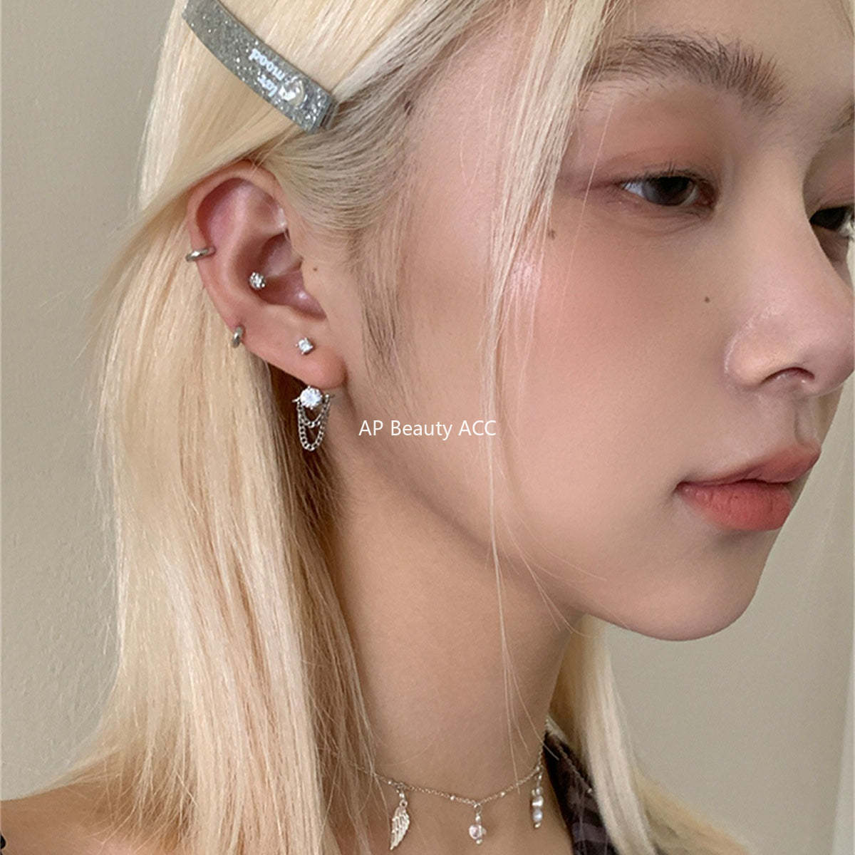 A관 - 티타늄 스틸 큐빅 체인 드롭 투웨이 귀걸이 [EH-4193] 25.10-4