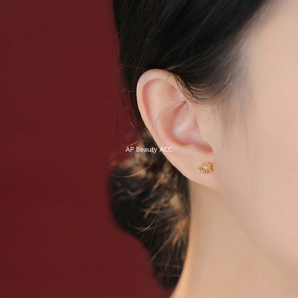 B관 - 999 실버 금붕어 물고기 행운 귀걸이 [YC2856E_1] 25.12-3