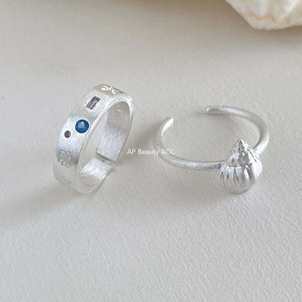 A관 - 925 실버 조개 디자인 샌딩 오픈형 반지 [JZ-0714] 25.10-5