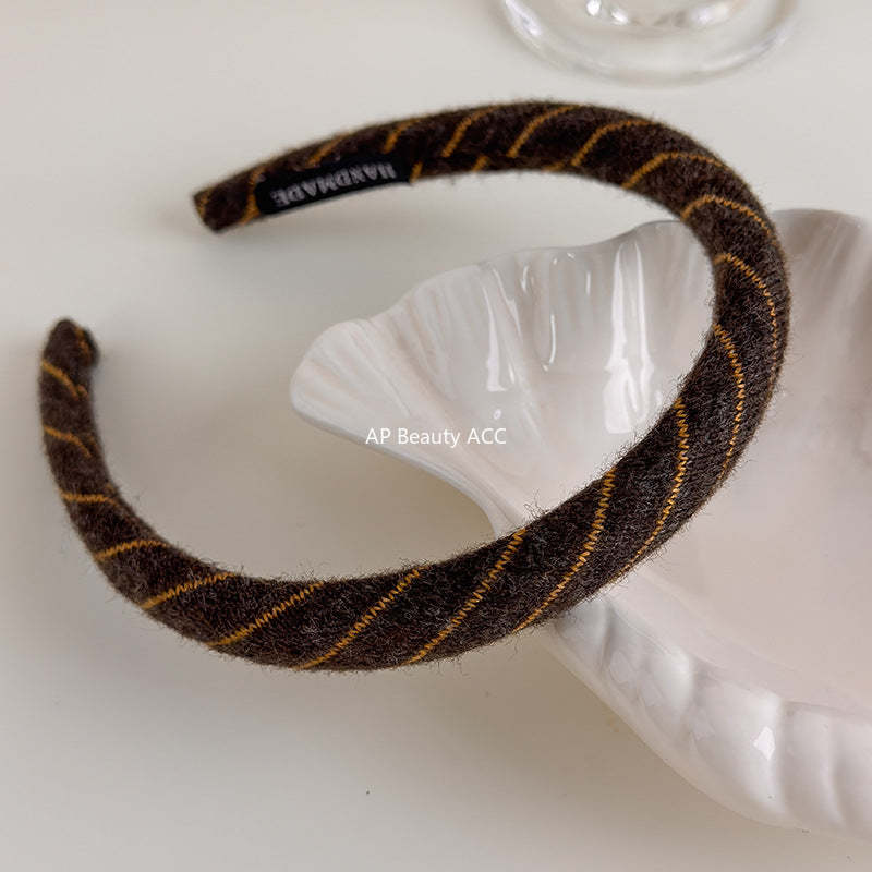 E관 - 사선 스트라이프 니트 울 머리띠 곱창 헤어밴드 [27523] 25.09-4