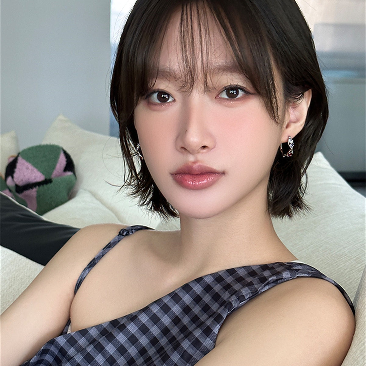 A관 - 925 은침 컬러 큐빅 링 귀걸이 [EH-4027] 25.10-2