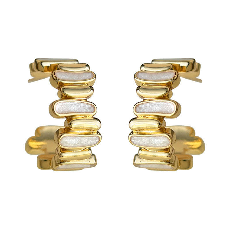 C관 - 14K 도금 925 은침 비정형 원형 디자인 귀걸이 [7098] 25.11-3