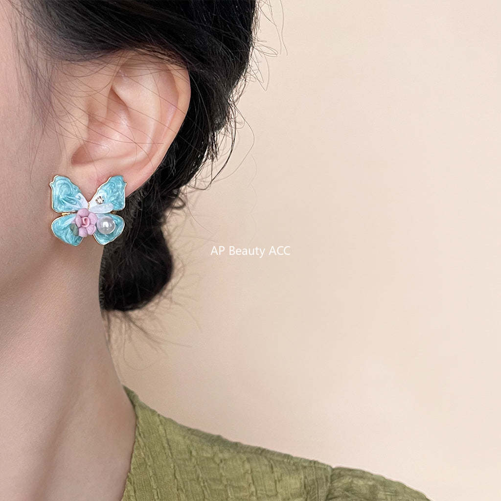 C관 - 민트빛 나비 여름 14K 도금 귀걸이 [4369] 24.06-3
