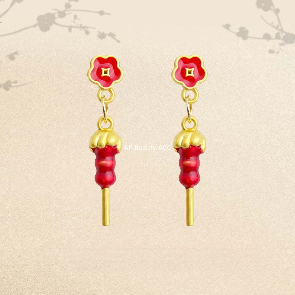 C관 - 핸드페인팅 탕후루 플라워 모양 925 은침 귀걸이 [7209] 25.12-2