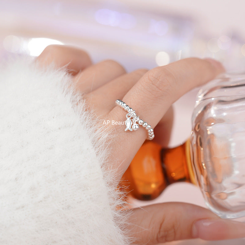 B관 - 999 실버 물고기 라운드 비즈 반지 [YC4572R_1] 25.11-2