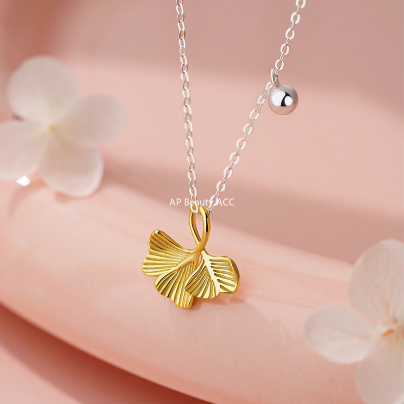 B관 - 999 실버 은행잎 모양 펜던트 목걸이 [YC2291N_1] 25.11-1