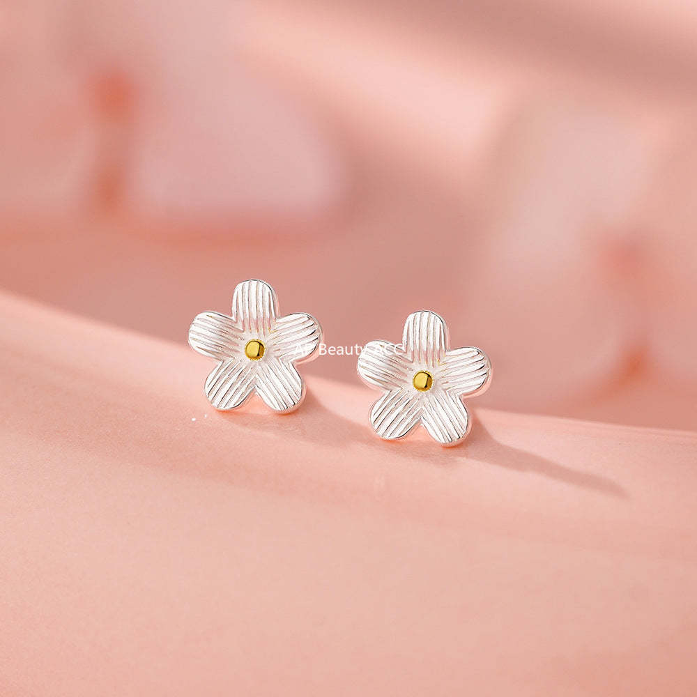 B관 - 999 실버 플라워 모양 스터드 귀걸이 [YC9023E_1] 25.12-1