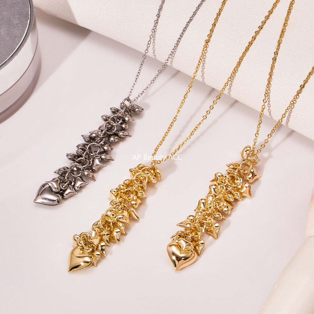 D관 - 스테인리스 스틸 하트 핸드메이드 18K 도금 목걸이 귀걸이 [TXP480] 25.11-4