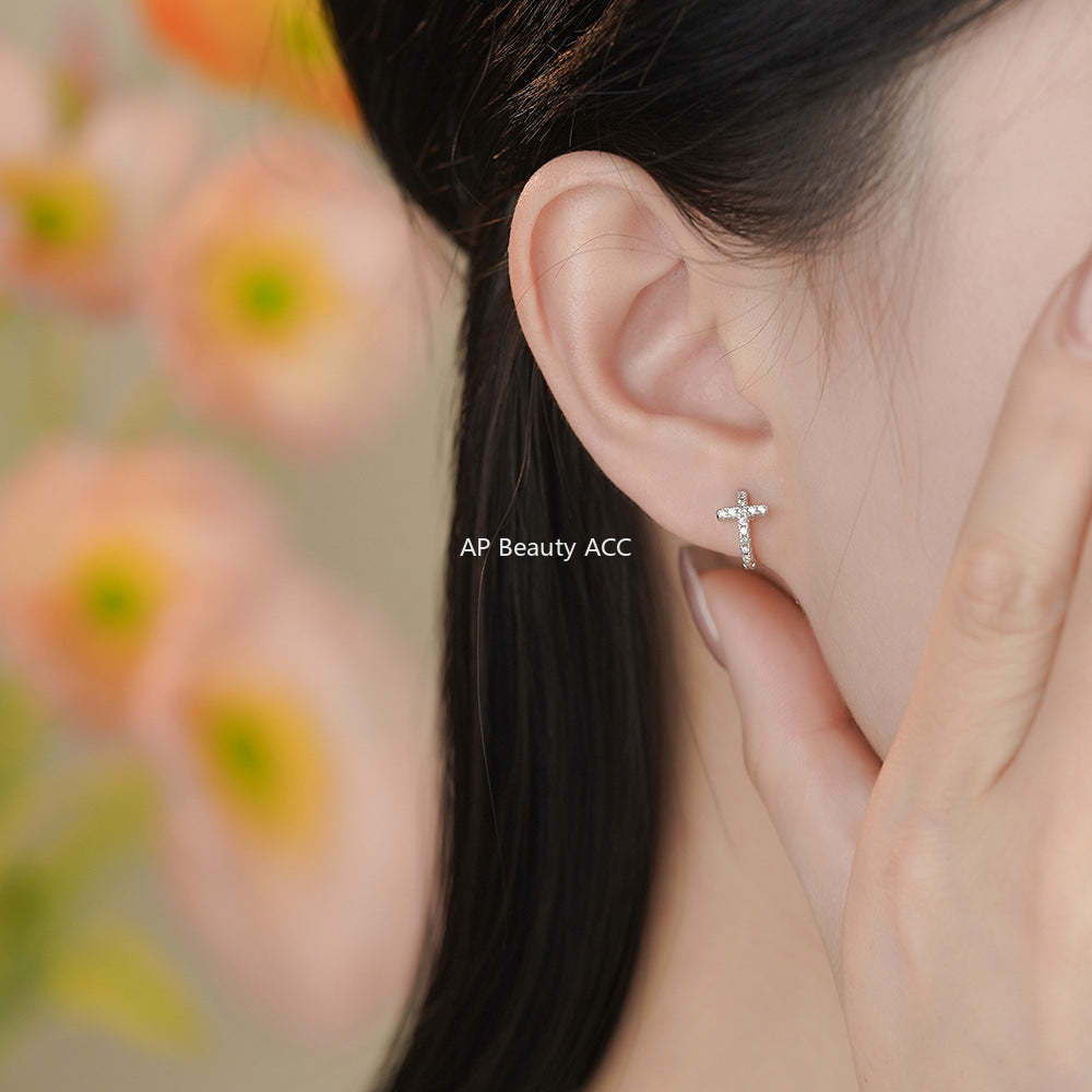 B관 - 999 실버 크로스 십자가 후프 귀걸이 [YC7384E_1] 25.11-4