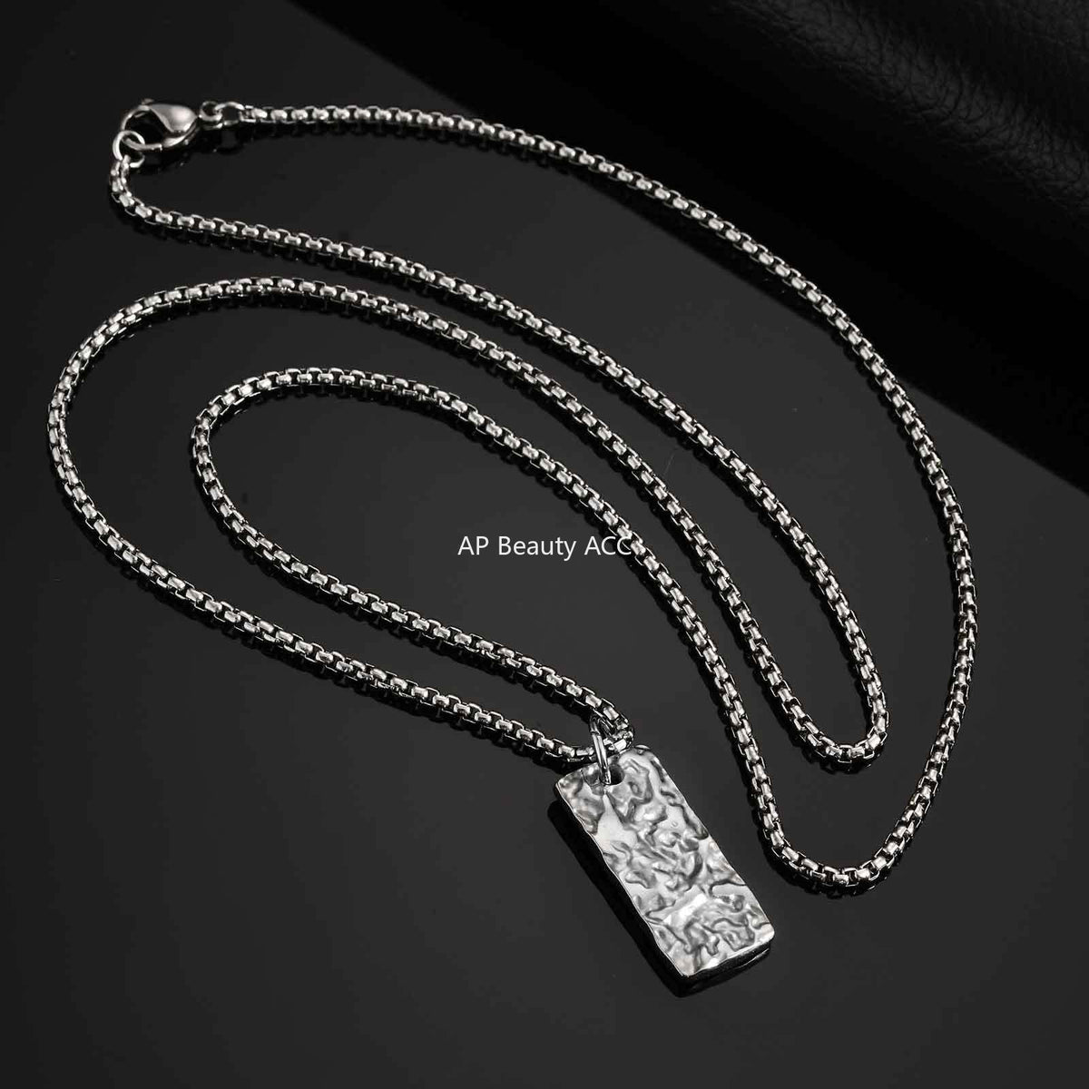 G관 - 스테인리스 직사각형 주름 펜던트 목걸이 [PN-2194] 25.11-1