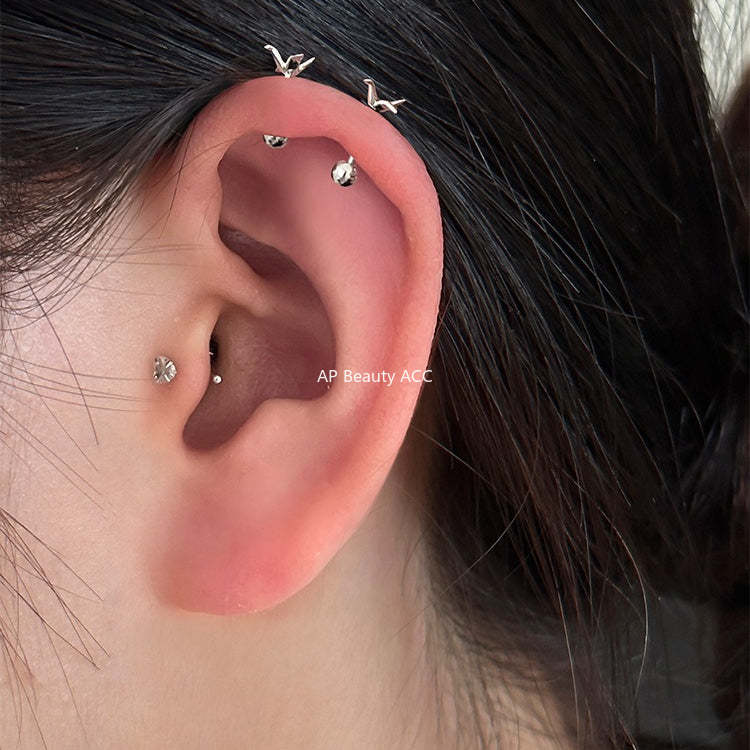 A관 - 925 실버 학 디자인 피어싱 귀걸이 [EH-4327] 25.12-1