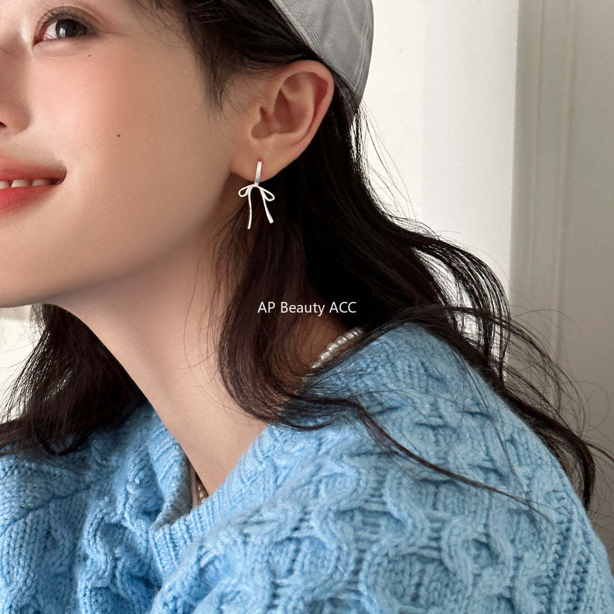 A관 - 925 은침 무광 리본 링형 귀걸이 [EH-3365] 24.12-4