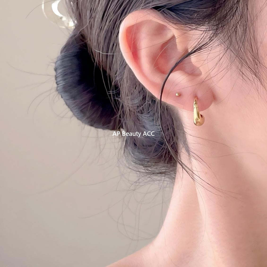 F관 - 925 실버 물방울 디자인 후프 귀걸이 [C1416] 25.11-1