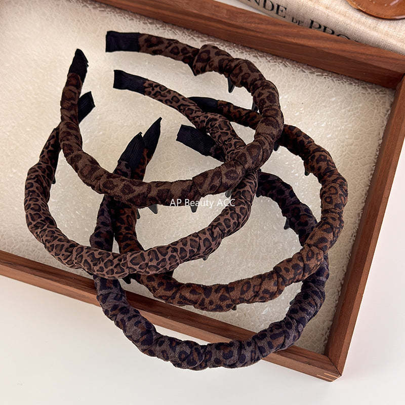 E관 - 호피 패브릭 웨이브 빗살 머리띠 [27497] 25.09-4